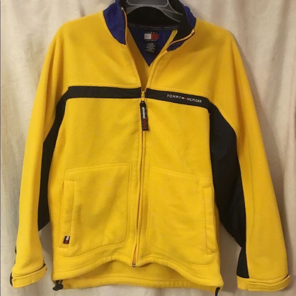 VTG Tommy Hilfiger Men’s Fleece Jacket Yellow Blue